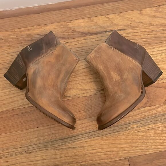 BED|STU Yell Brown / Tan two tone Ankle Booties with Distressed Leather size 7.5 - Picture 1 of 10